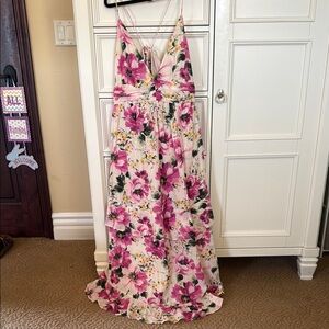 Abercrombie & Fitch Floral Maxi Dress - Pink and Green